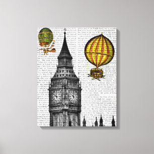 Toile Big Ben et les ballons Vintages à air chaud