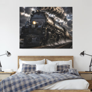 Toile Big Boy 4014 Géant à vapeur à travers la tempête