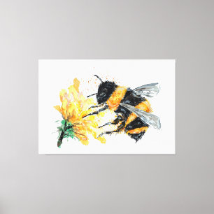 Toile Big Honey Bee collecte le pollen de la fleur