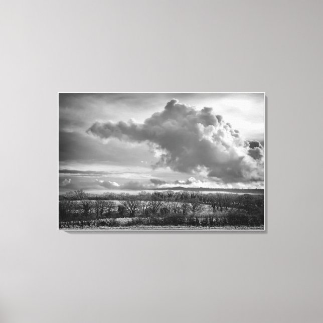 Toile Big Sky Over Wiltshire, art noir et blanc (Recto)