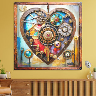 Toile Bijoux et cœur de verre teinté Série Steampunk