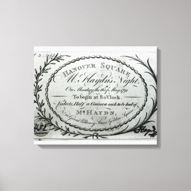 Toile Billet à "Mr. La nuit de Haydn à Hanovre (Recto)