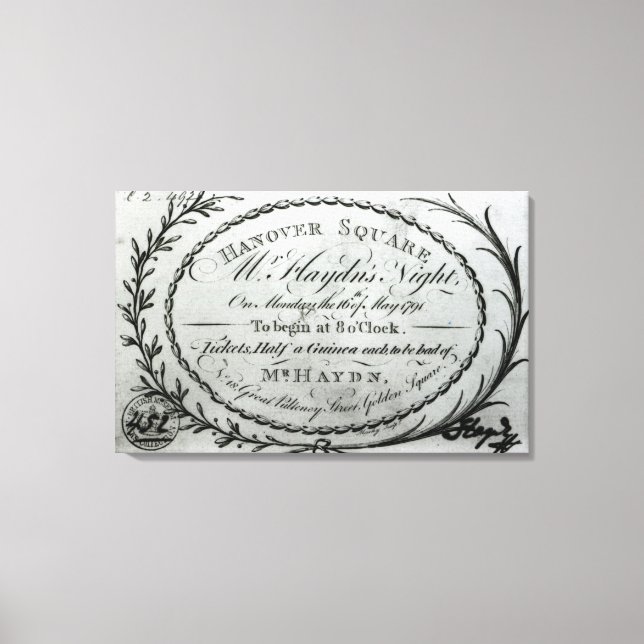 Toile Billet à "Mr. La nuit de Haydn à Hanovre (Recto)