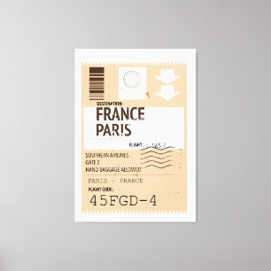 Toile billet d'avion Paris-France