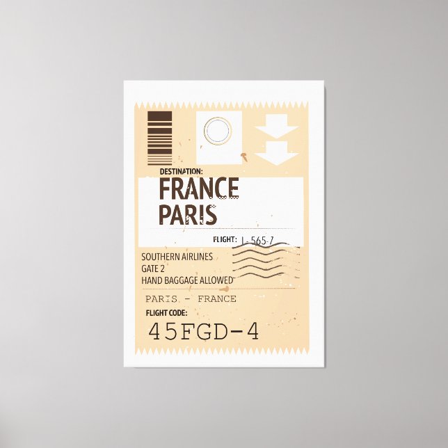 Toile billet d'avion Paris-France (Recto)