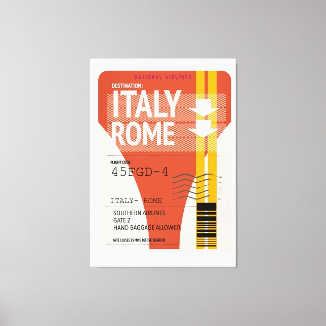 Toile billet de vacances Italie Rome (Recto)