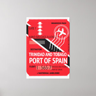 Toile billet de voyage trinidad et tobago port d'espagne
