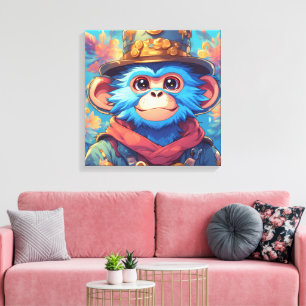 Toile Bingo le singe bleu