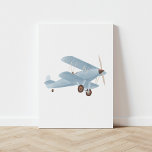 Toile Biplane d'aquarelle bleu vintage<br><div class="desc">Cet imprimé biplan d'aquarelle vintage est une belle façon de décorer votre pépinière,  chambre pour enfants,  ou tout espace sur le thème du voyage.</div>