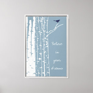 Toile Birch Trees Bird