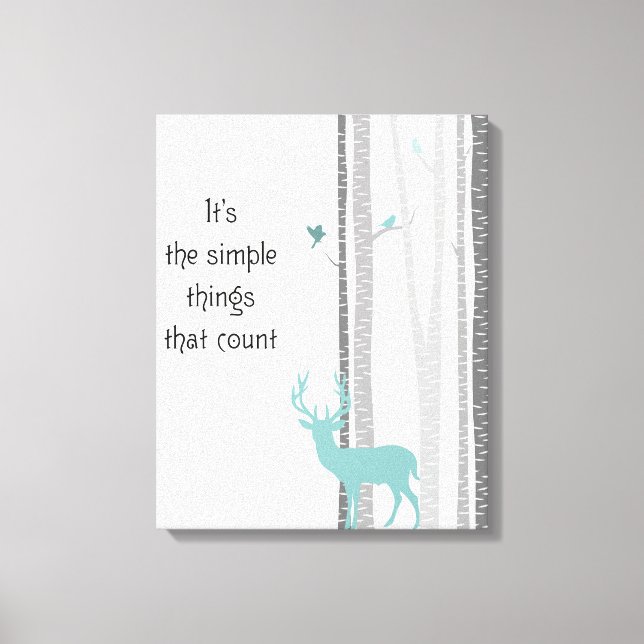 Toile Birch Trees Deer Citation inspirante (Recto)