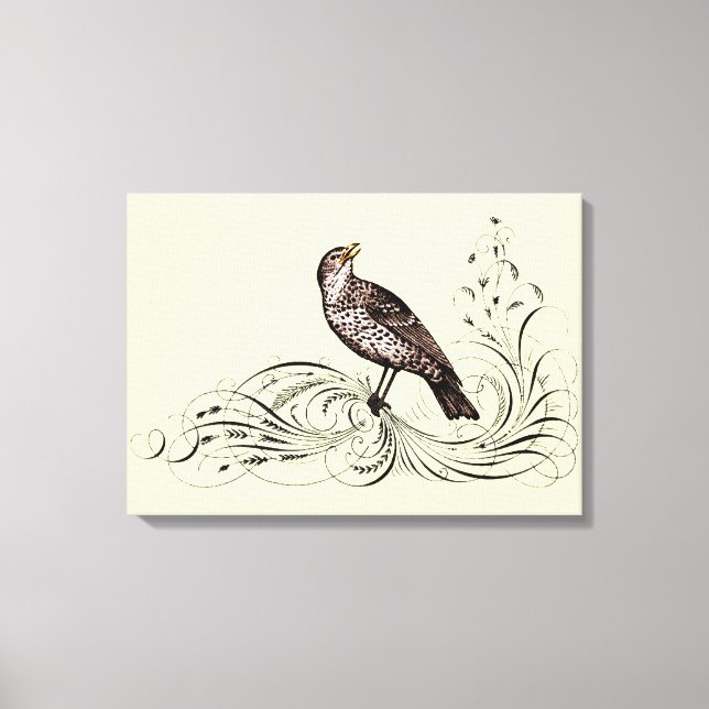 Toile Bird on Scroll (Recto)