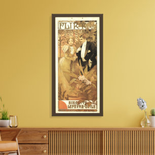 Toile Biscuits Flirt Art Nouveau Vintage, Alphonse Mucha