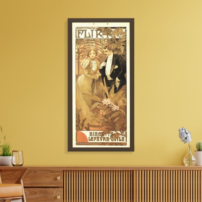 Toile Biscuits Flirt Art Nouveau Vintage, Alphonse Mucha (Insitu(Salon))