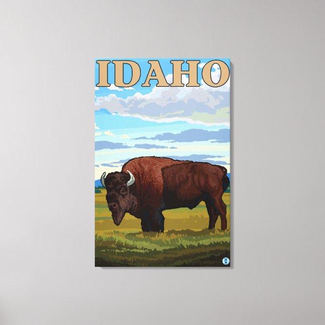 Toile Bison ScèneIdahoVintage Affiche de voyage (Recto)