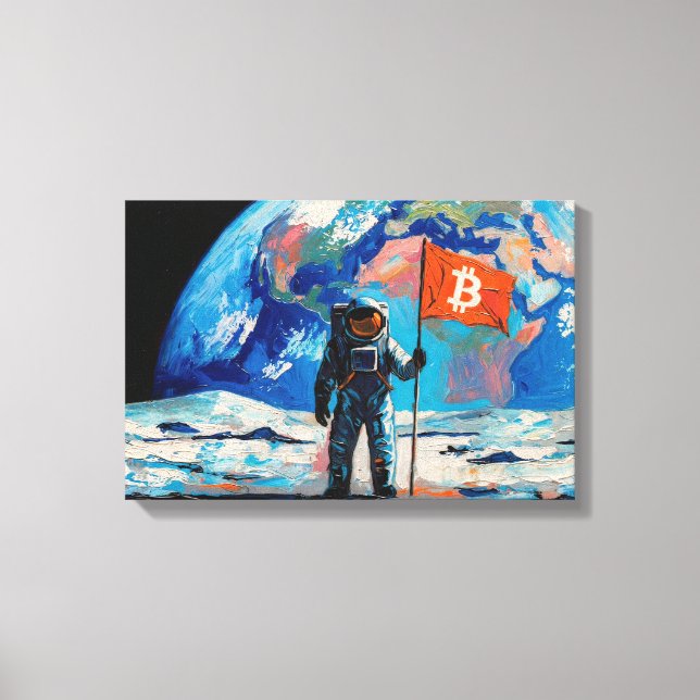 Toile "Bitcoin Moon" Peinture à l'huile #2 (Recto)