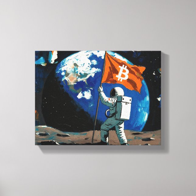 Toile "Bitcoin Moon" Peinture à l'huile #4 (Recto)