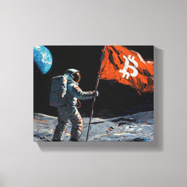 Toile "Bitcoin Moon" Peinture à l'huile #5 (Recto)