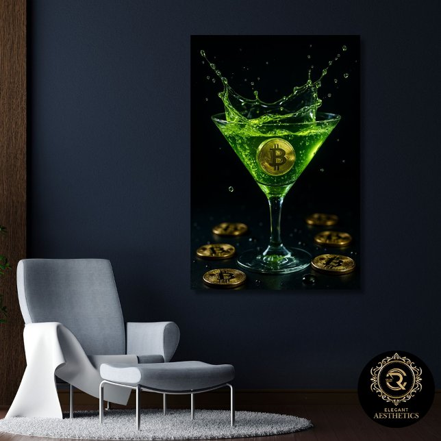 Toile Bitcoin Or Néo Vert Martini Cadre (Créateur téléchargé)