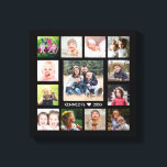 Toile Black 13 Photo Collage Nom de famille Personnalisé<br><div class="desc">Créez votre propre photo collage de toile enveloppée avec 13 de vos photos préférées sur un arrière - plan noir.Personnalisez avec le nom de famille et la date établie.</div>