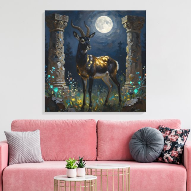 Toile Black and Gold Gazelle | Wildlife Illustration (Insitu(Salon))