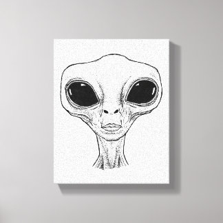 Toile Black and White Alien Head Illustration