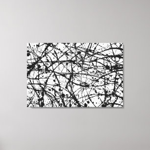 Toile BLACK AND WHITE I - Peinture d'action - Abstrait -