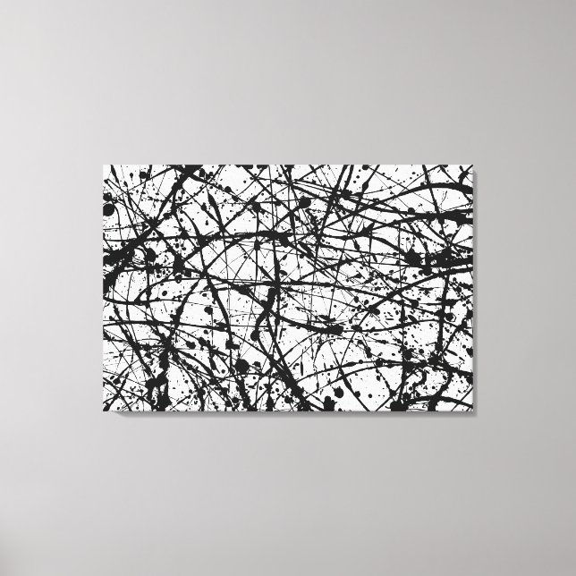 Toile BLACK AND WHITE I - Peinture d'action - Abstrait - (Recto)