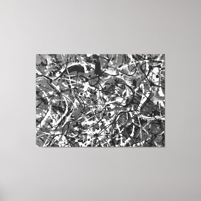 Toile BLACK AND WHITE LI - Peinture d'action -Abstrait- (Recto)