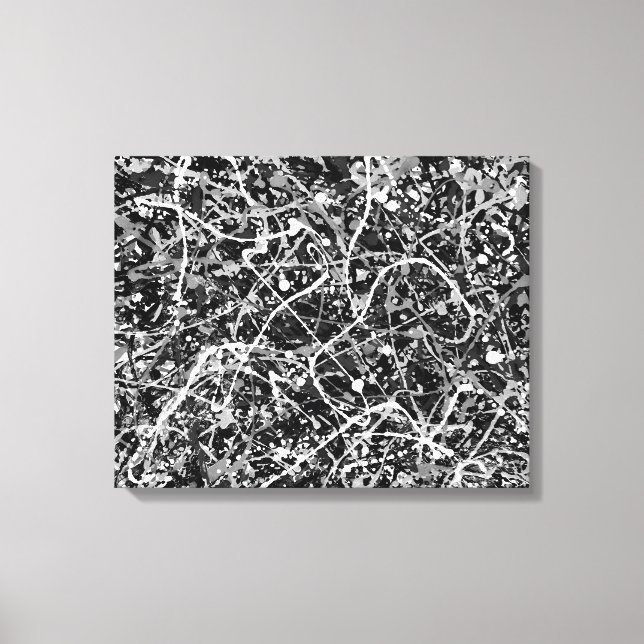 Toile BLACK AND WHITE LXIX - Peinture d'action -Abstrait (Recto)
