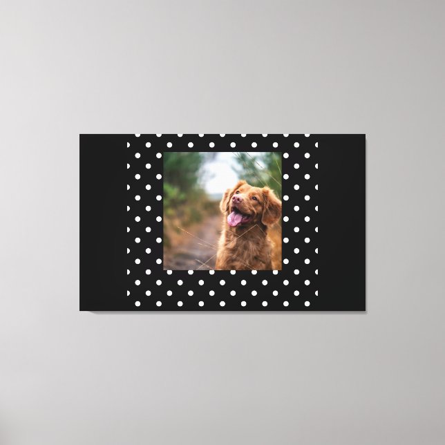 Toile Black and white polka dot Dog pic (Recto)
