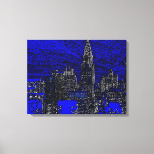 Toile Black Blue New York City Pop Art