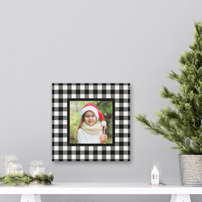 Toile Black Buffalo Plaid Farmhouse Christmas Photo Canv (Créateur téléchargé)