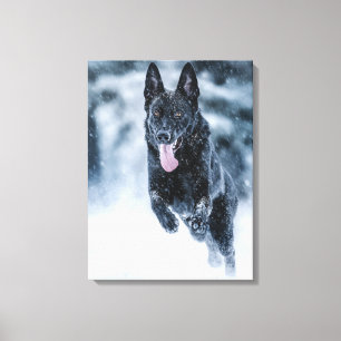 Toile Black German Shepherd in snow Duvet Cover