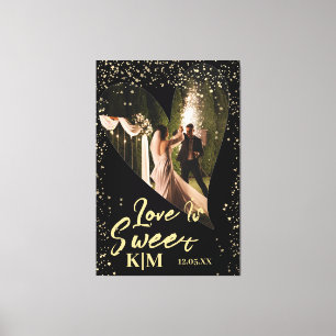 Toile Black Gold Love Is Sweet Mariage Canvas Print