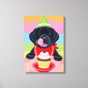 Toile Black Lab Chiot Anniversaire Cupcake Peinture toil