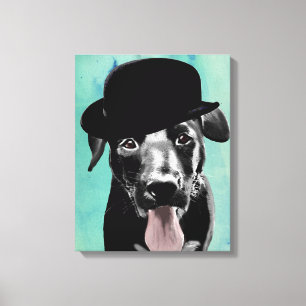 Toile Black Labrador dans le Casquette Bowler