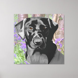 Toile Black Labrador dans un bois de Bluebell