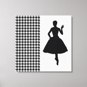 Toile Black Modern Houndstooth avec mode Silhouette