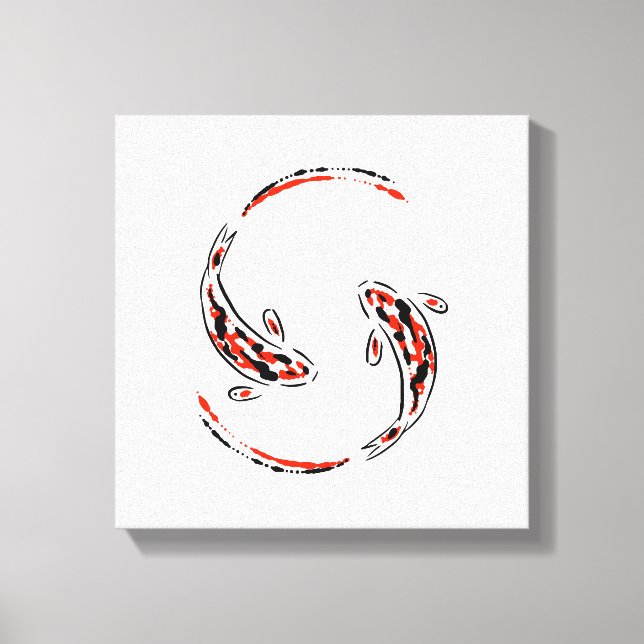 Toile Black & Red Japanese Koi Fish Artistic (Recto)