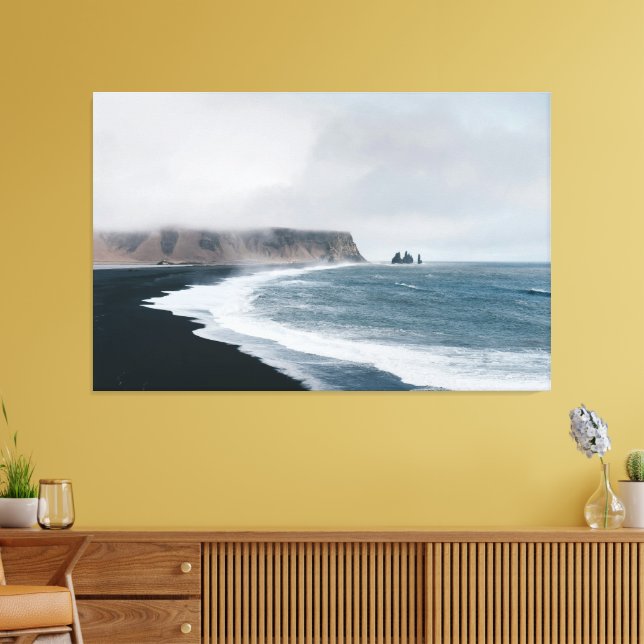 Toile Black Sand Coast – Misty Ocean Drama (Insitu(Salon))