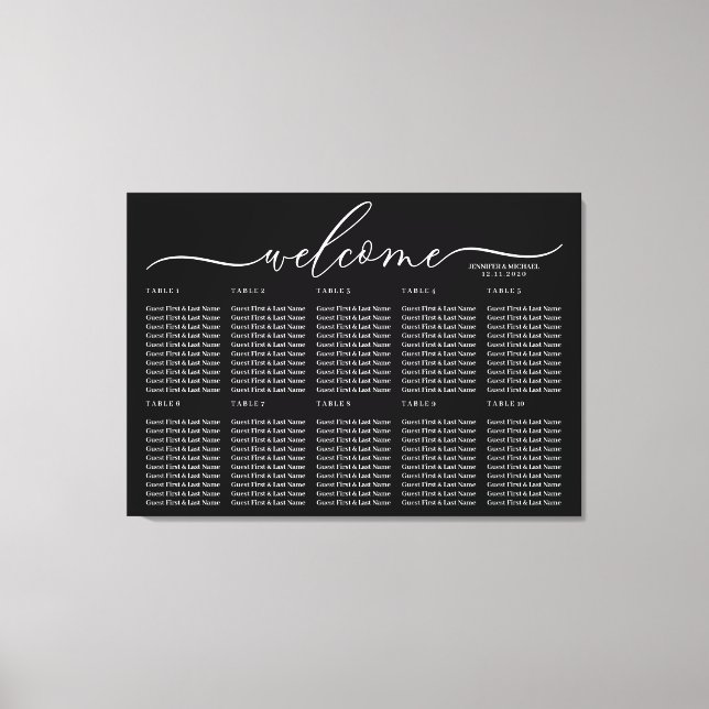 Toile Black Wedding Welcome Seating Table Numbers (Recto)
