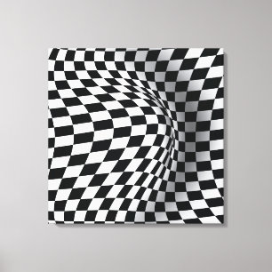 Toile Black white op art illusion optique abstraite
