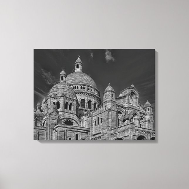 Toile Black White Sacré Coeur Paris Europe Travel (Recto)