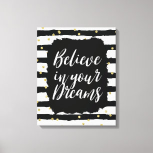 Toile Black White Stripes Gold Sparkly Confetti Dreams