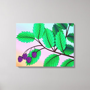 Toile Blackberries on a Branch