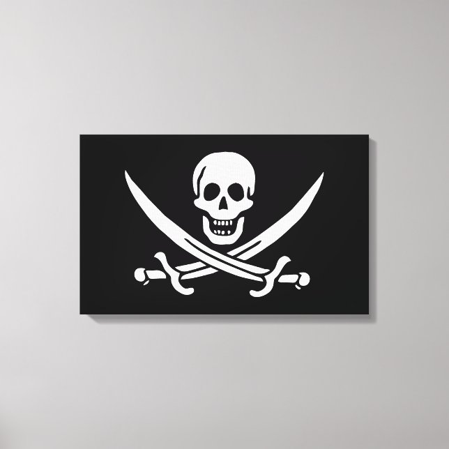 Toile Blanc, Drapeau Pirate Calico Jack, Crâne & Cutlass (Recto)