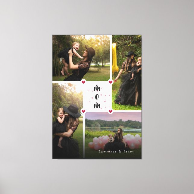 Toile Blanc Moderne Amour Personnalisé You Collage Photo (Recto)