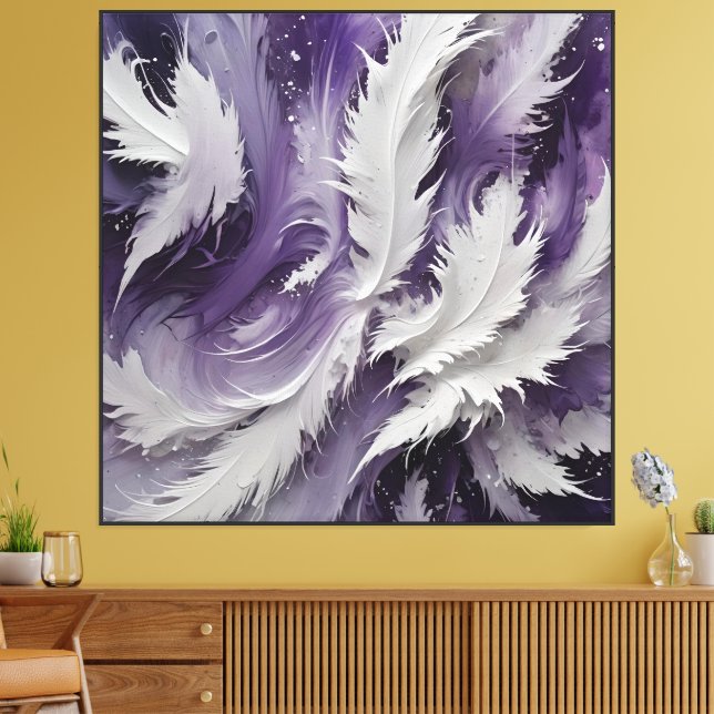 Toile Blanc plumeux et violet (Insitu(Salon))