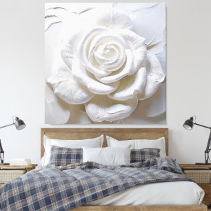 Toile Blanc sur blanc - Rose sculpté